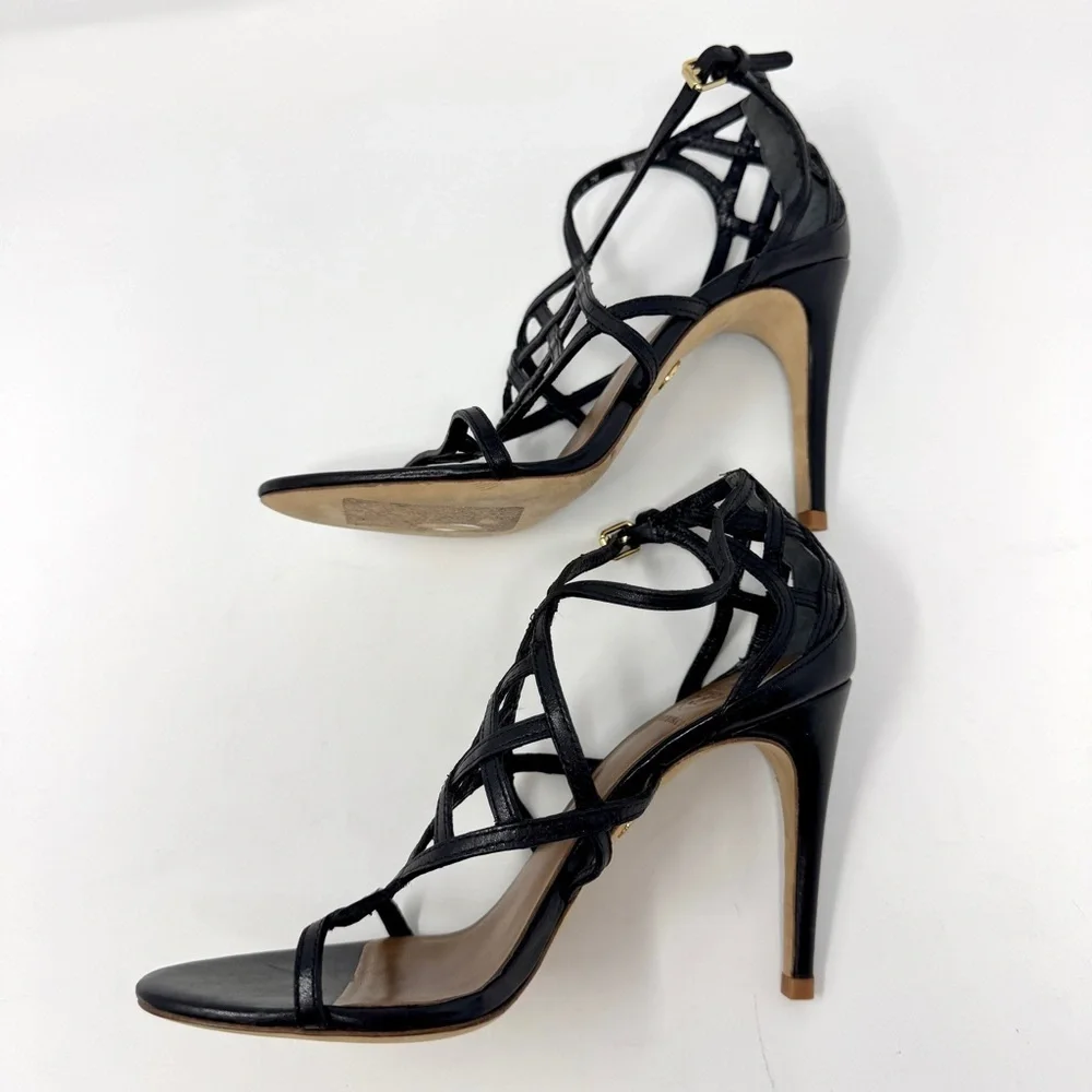 Tory Burch Amalie Black Cage Straps High Heels